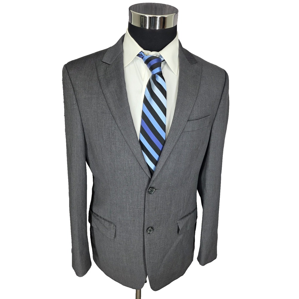 Alfani Blazer Jacket Mens 38R Gray Slim Fit Sport Coat 2 Buttons Wool